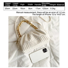 Stylish Thick Chain Crossbody Bag for Women Shoulder Small Tote Striped Bag