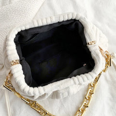 Stylish Thick Chain Crossbody Bag for Women Shoulder Small Tote Striped Bag