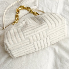 Stylish Thick Chain Crossbody Bag for Women Shoulder Small Tote Striped Bag
