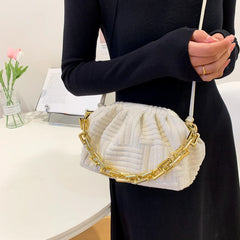 Stylish Thick Chain Crossbody Bag for Women Shoulder Small Tote Striped Bag