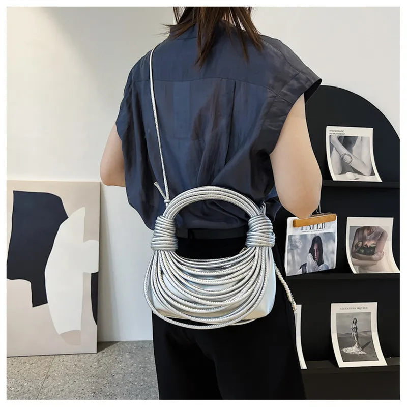 Woven Leather Crossbody Bag for Women
