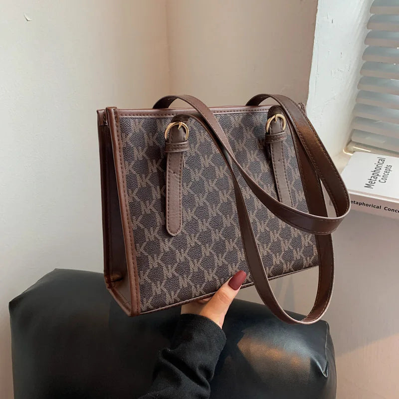 Women's Printed PU Shoulder Bag Large Capacity Tote Hobo Purses