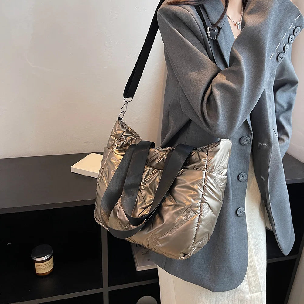 Quilted Winter Shoulder Tote Women's Bag Cotton Padded Ladies Crossbody Bags