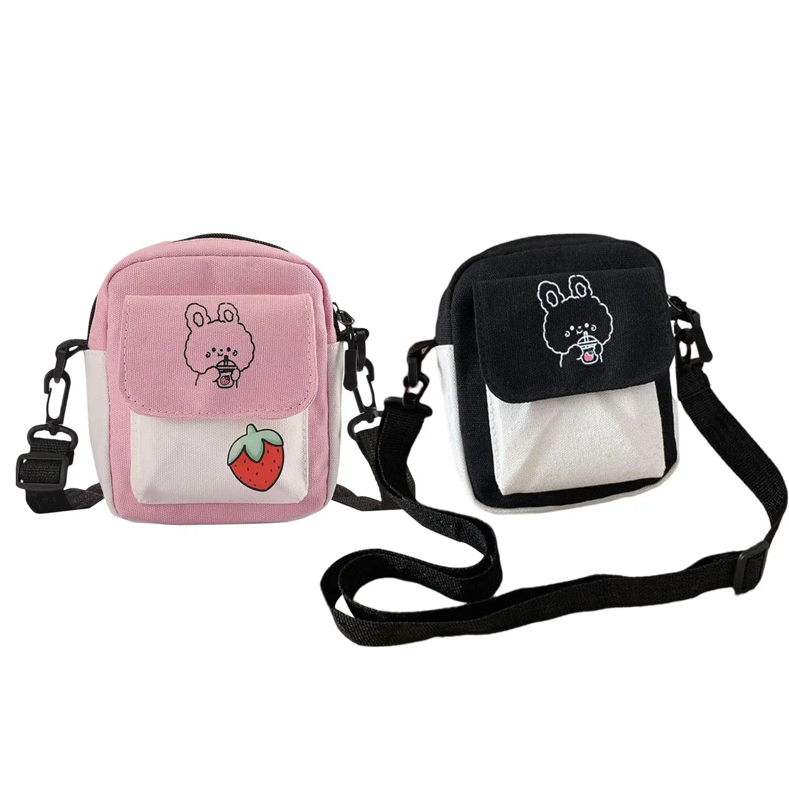 Canvas Shoulder Bag Purse Beach Travel Adjustable Strap Summer Vacation Pouch
