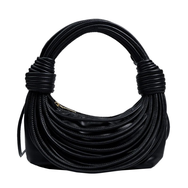 Hand Woven Leather Line Weave Strap Hobos Clutch Purse