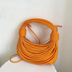 Hand Woven Leather Line Weave Strap Hobos Clutch Purse