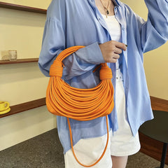 Hand Woven Leather Line Weave Strap Hobos Clutch Purse