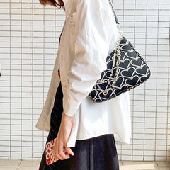 Heart Shape Embroidered Girl Shoulder Bag Gothic Tote Canvas