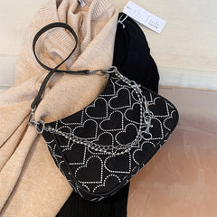 Heart Shape Embroidered Gothic Shoulder Bag