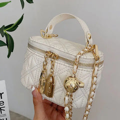 Square Box Bag Lingge Chain Shoulder Messenger PU Leather Female Bag