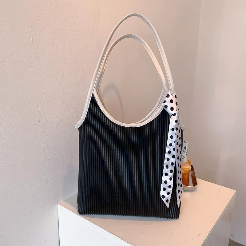 Women's Pleated Shoulder Bag High Hobo PU Leather Handbag