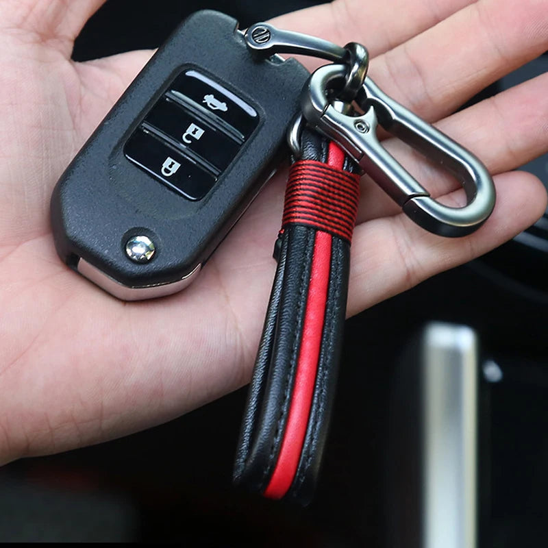 Leather Car Key Chain Metal Key Ring Men Women Couple Style Ke