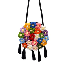Boho Rattan Beach Bag Tassel Crochet Fringed Woven Handbag