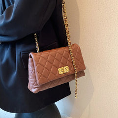 Vintage Chains Crossbody Bag for Women Solid Flap Shoulder Purses