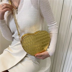 Heart Crossbody Bag Leather Stone Pattern Purse Handbags Women