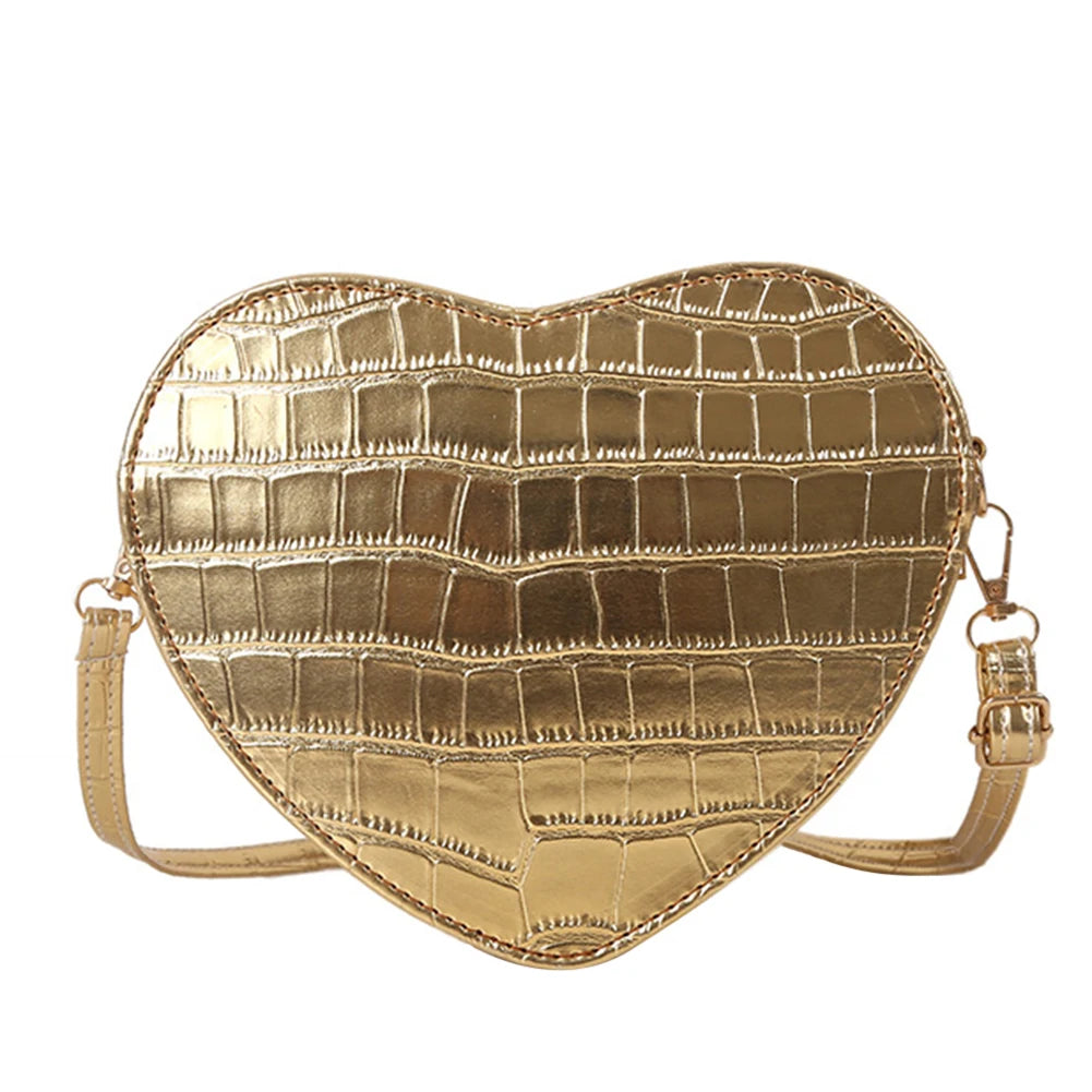 Heart Crossbody Bag Leather Stone Pattern Purse Handbags Women