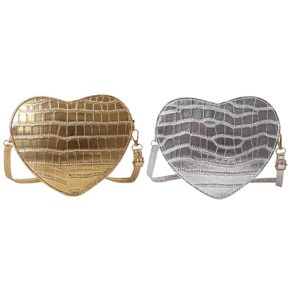 Heart Crossbody Bag Leather Stone Pattern Purse Handbags Women