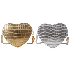 Heart Crossbody Bag Leather Stone Pattern Purse Handbags Women