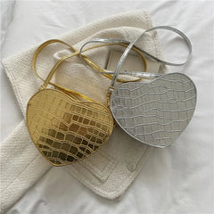 Heart Crossbody Bag Leather Stone Pattern Purse Handbags Women