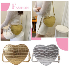 Heart Crossbody Bag Leather Stone Pattern Purse Handbags Women