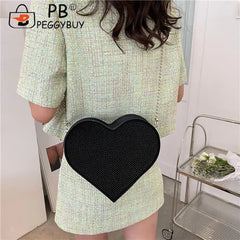 Heart Shaped Rhinestones Shoulder Bag for Women