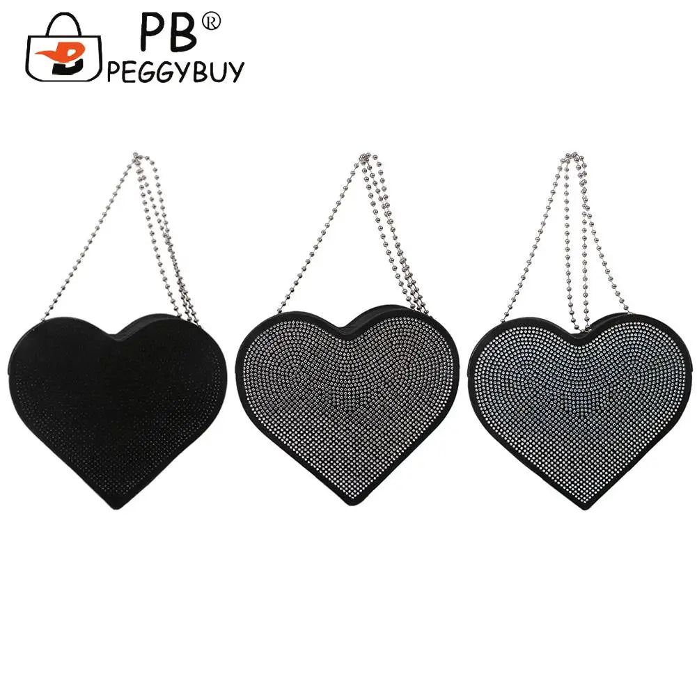 Heart Shaped Rhinestones Shoulder Bag for Women