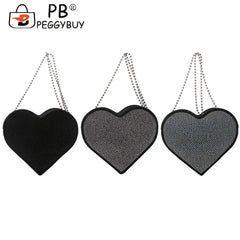 Heart Shaped Rhinestones Shoulder Bag for Women