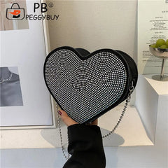 Heart Shaped Rhinestones Shoulder Bag for Women