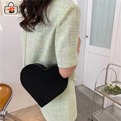 Heart Shaped Rhinestones Shoulder Bag for Women