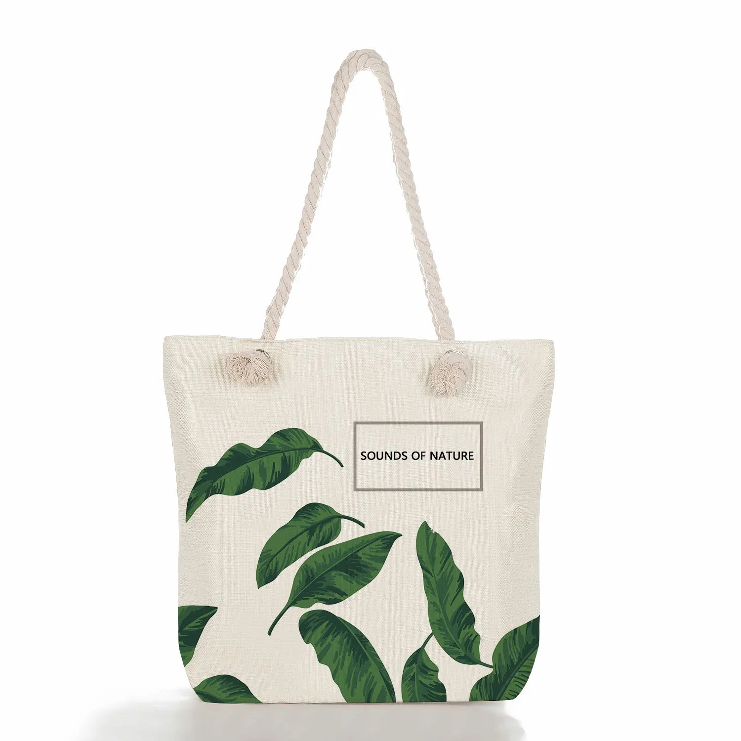 Monstera Print Women Beach Bags Thick Rope Shoulder Bags