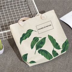 Monstera Print Women Beach Bags Thick Rope Shoulder Bags