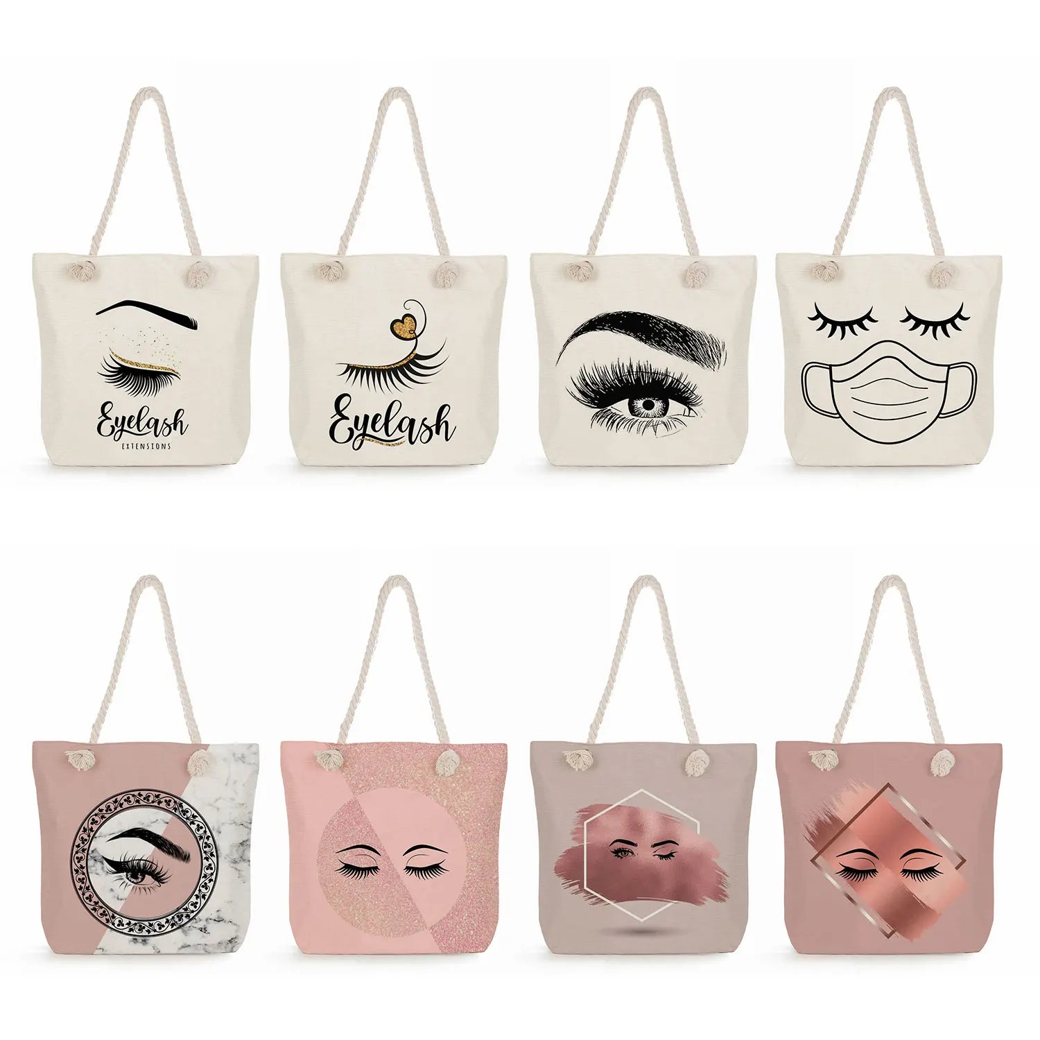 High Capacity Tote Bag Eye Lashes Print Women Shoulder Bag