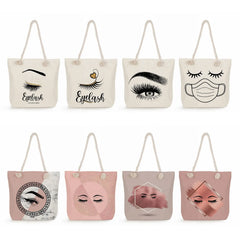 High Capacity Tote Bag Eye Lashes Print Women Shoulder Bag