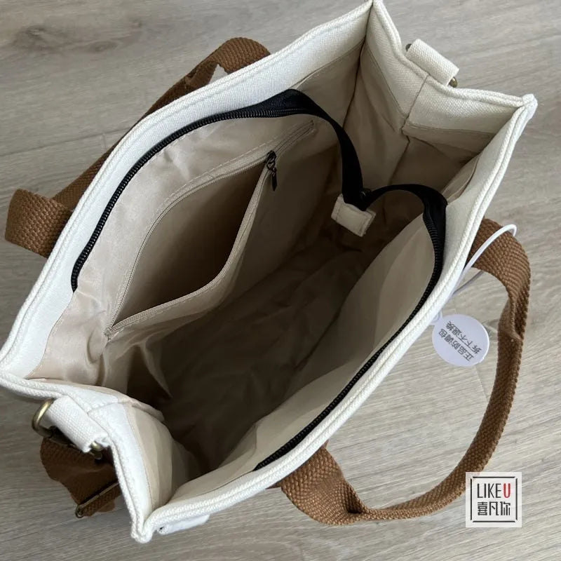 Canvas Tote Book Bag Soft Shoulder Bag Cross-body Bag