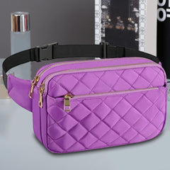 Hip Bum Bag Rhombus Pattern Phone Pouch Multi-Pockets Belts Purse Fanny Pack