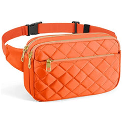 Hip Bum Bag Rhombus Pattern Phone Pouch Multi-Pockets Belts Purse Fanny Pack