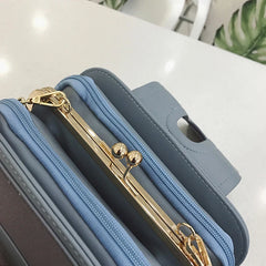 Frosted Small Square Bag Women Three-Layer Shoulder Messenger Chain Bag