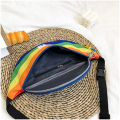 Nylon Rainbow Fanny Pack Girls Crossbody Chest Bag Waist Packs