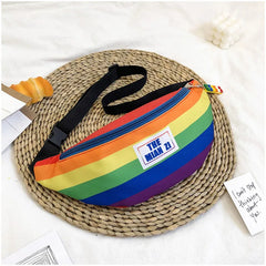 Nylon Rainbow Fanny Pack Girls Crossbody Chest Bag Waist Packs