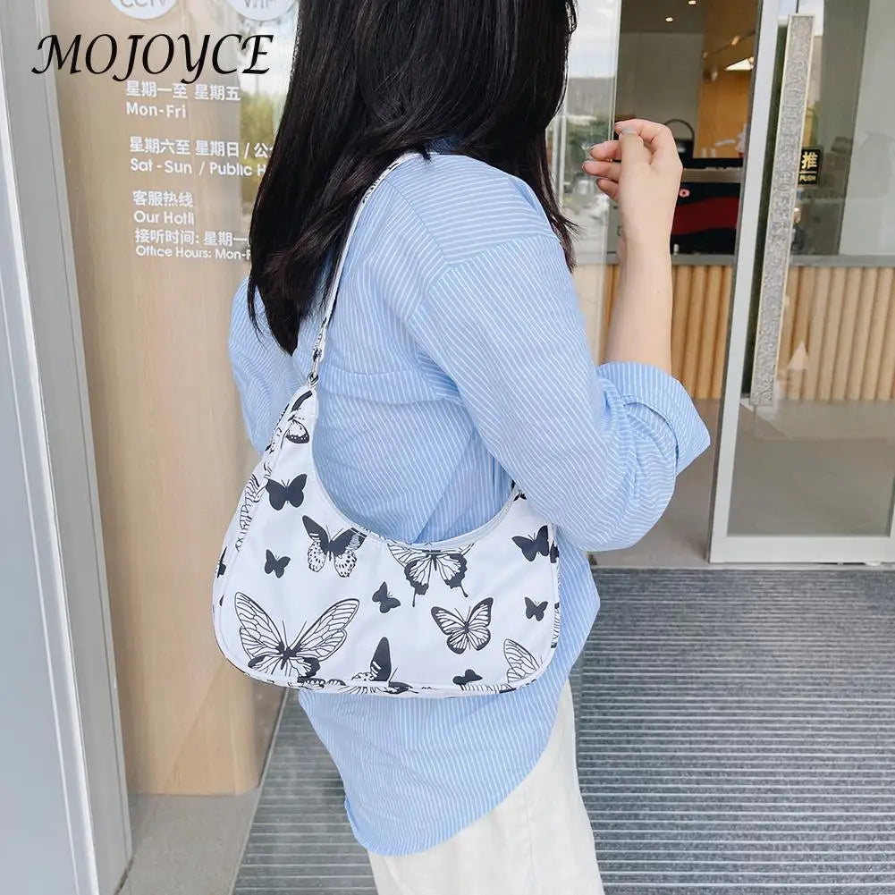 Hobos Nylon Shoulder Underarm Bag Casual Ladies Solid Zipper Top-handle Handbag