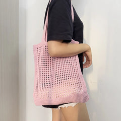 Crochet Tote Hollow Knitted Shoulder Bag Women Handbag Purse