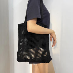 Crochet Tote Hollow Knitted Shoulder Bag Women Handbag Purse