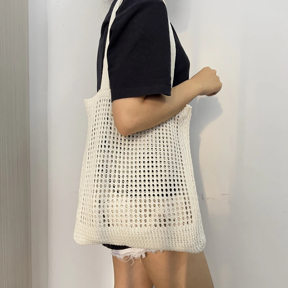 Crochet Tote Hollow Knitted Shoulder Bag Women Handbag Purse