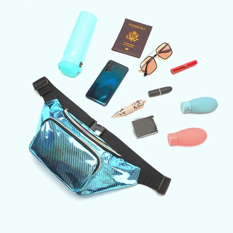 Translucent Holographic PVC Waist Fanny Pack Chest Phone Pouch