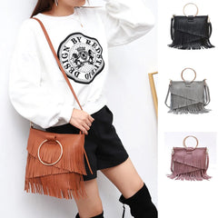 Tassel Women Handbag PU Leather Shoulder Bag Messenger Tote