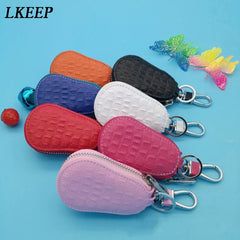 Leather Key Wallet Zipper Keys Pouch Gourd Car Key Ring Case 3 Colors