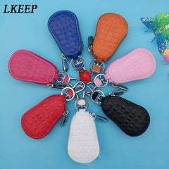 Leather Key Wallet Zipper Keys Pouch Gourd Car Key Ring Case 3 Colors
