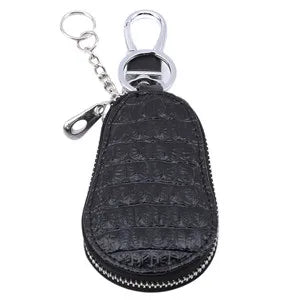 Leather Key Wallet Zipper Keys Pouch Gourd Car Key Ring Case 3 Colors