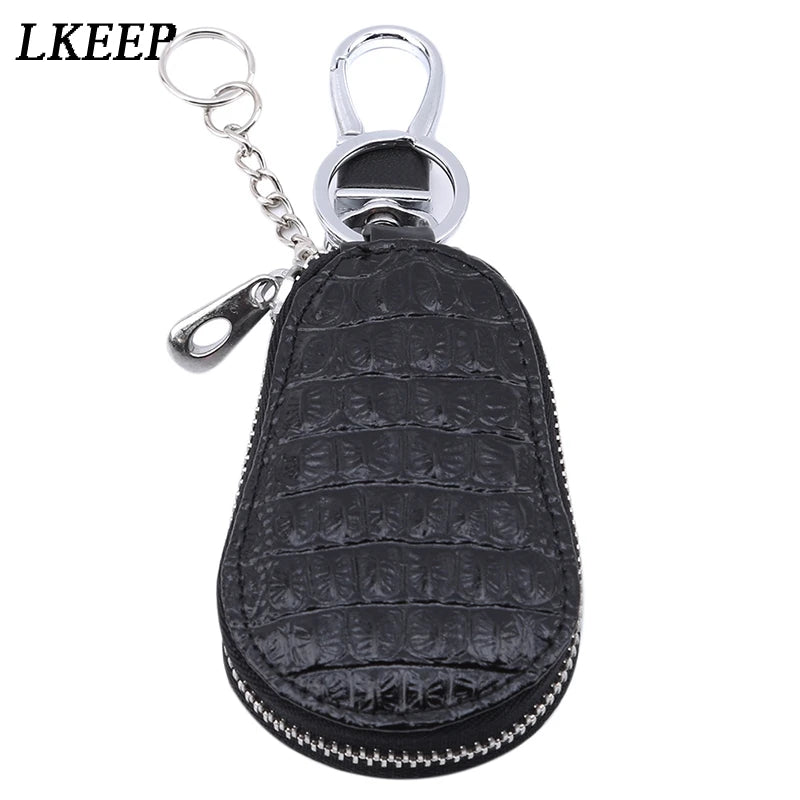 Leather Key Wallet Zipper Keys Pouch Gourd Car Key Ring Case 3 Colors