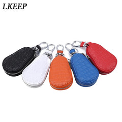 Leather Key Wallet Zipper Keys Pouch Gourd Car Key Ring Case 3 Colors
